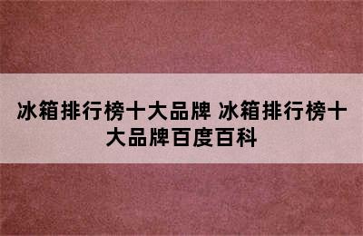 冰箱排行榜十大品牌 冰箱排行榜十大品牌百度百科